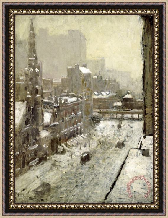 Paul Cornoyer Winter in The City Framed Painting