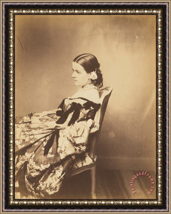 Paul De Gaillard Portrait of a Woman Seated in Profile Framed Painting