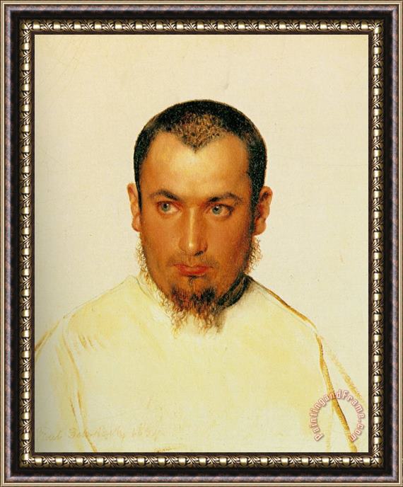 Paul Delaroche Head of a Camoldine Monk Framed Painting