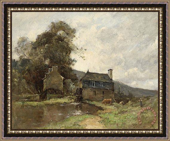 Paul Desire Trouillebert Cowherd by a Mill Framed Painting