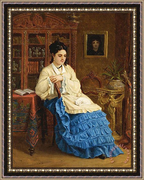 Paul Desire Trouillebert Femme En Robe Bleue Revant Framed Painting