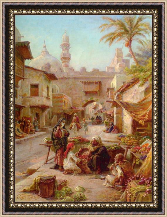 Paul Dominique Philippoteaux In The Souk Framed Painting