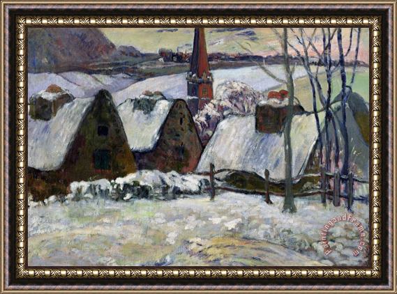 Paul Gauguin Breton village under snow Framed Painting