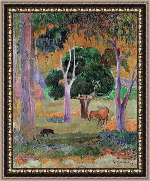 Paul Gauguin Dominican Landscape Or, Landscape with a Pig And Horse Framed Print