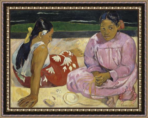 Paul Gauguin Femmes De Tahiti Ou Sur La Plage Framed Print