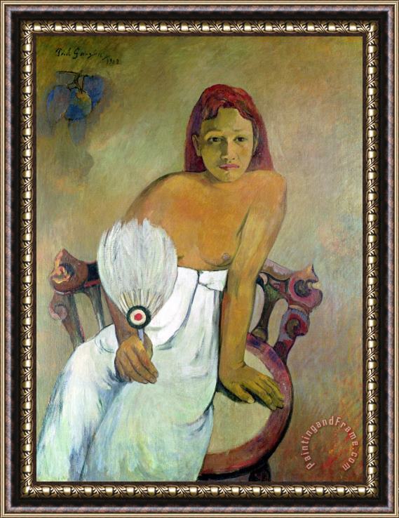 Paul Gauguin Girl with fan Framed Print