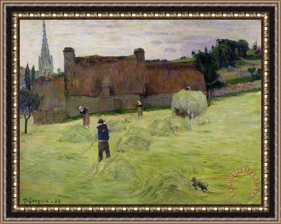 Paul Gauguin Haymaking in Brittany Framed Painting