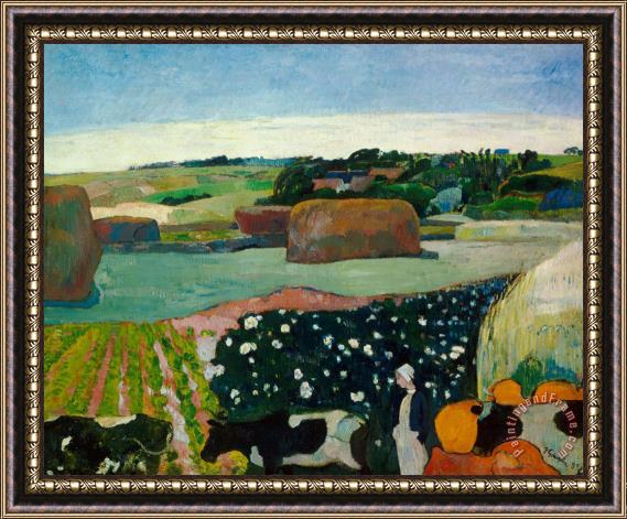 Paul Gauguin Haystacks In Brittany Framed Painting