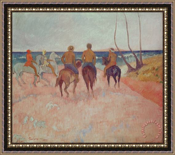Paul Gauguin Horseman on the Beach Framed Painting