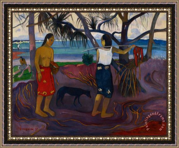Paul Gauguin I Raro Te Oviri (under The Pandanus) Framed Painting