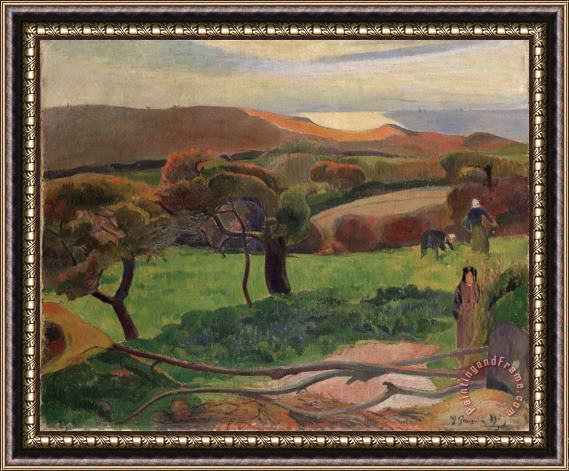 Paul Gauguin Landscape From Bretagne Framed Painting