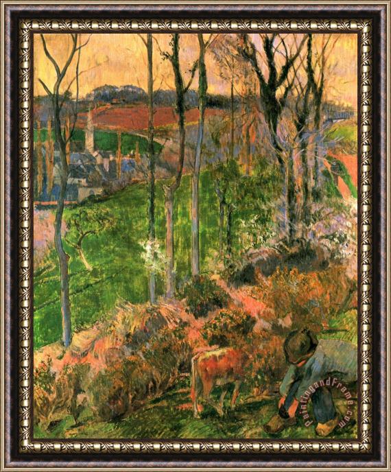 Paul Gauguin Landscape From Pont Aven, Brittany Framed Painting
