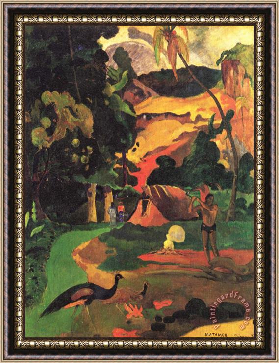 Paul Gauguin Landscape with Peacocks Framed Print