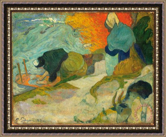 Paul Gauguin Laveuses A Arles (washerwomen in Arles) Framed Painting