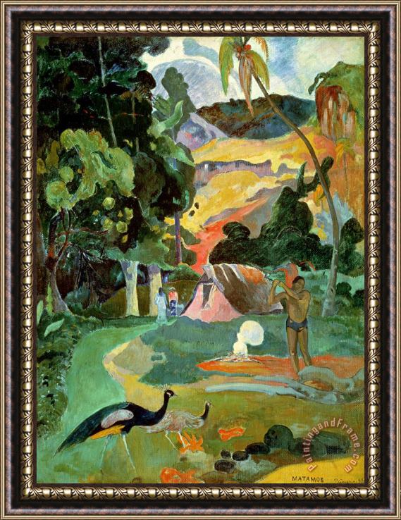 Paul Gauguin Matamoe or Landscape with Peacocks Framed Print