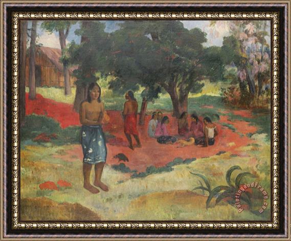 Paul Gauguin Parau Parau (whispered Words) Framed Painting