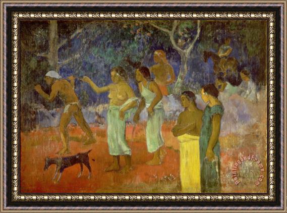 Paul Gauguin Scene from Tahitian Life Framed Painting