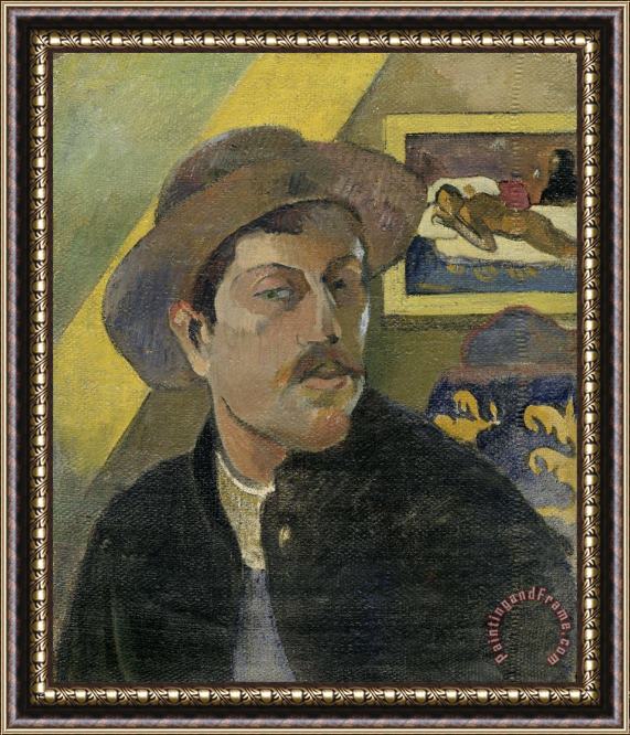 Paul Gauguin Self Portrait with a Hat Framed Painting