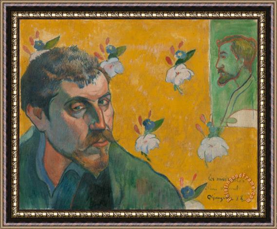 Paul Gauguin Self Portrait with Portrait of Bernard, 'les Miserables' Framed Print