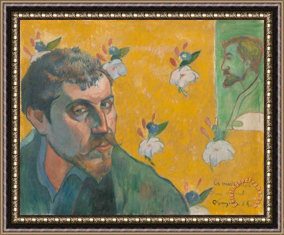 Paul Gauguin Self Portrait with Portrait of Bernard Framed Print