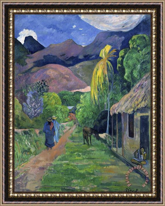 Paul Gauguin Street in Tahiti Framed Painting