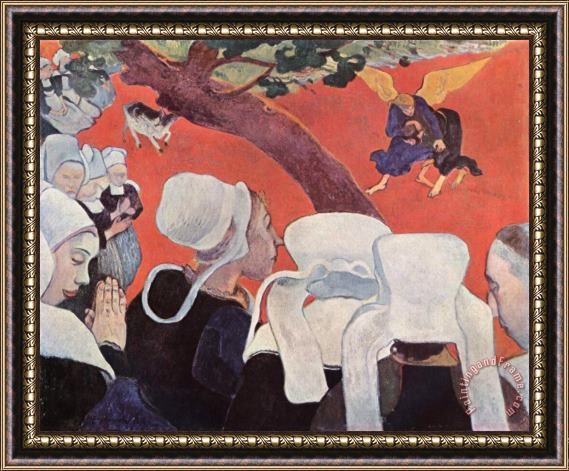 Paul Gauguin The Vision After The Sermon (jacob Wrestling with The Angel) Framed Print