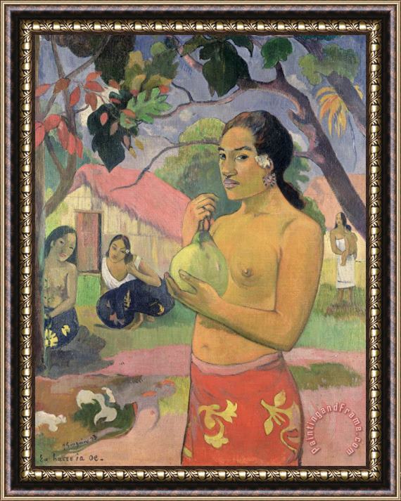 Paul Gauguin Woman With Mango Framed Painting
