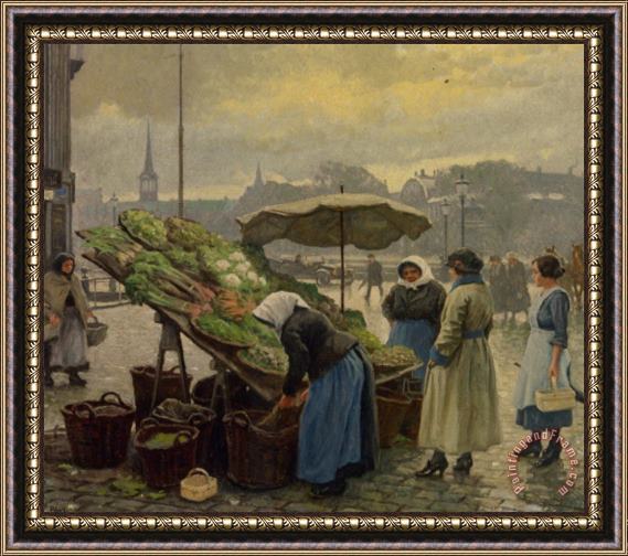 Paul Gustave Fischer At The Vegetable Market Framed Painting