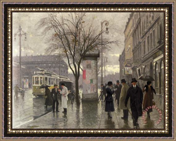 Paul Gustave Fischer Vesterbrogade, Copenhagen Framed Painting