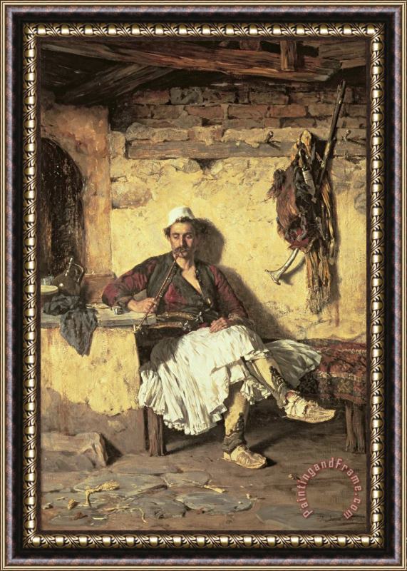 Paul Jovanovic Albanian Sentinel Resting Framed Painting