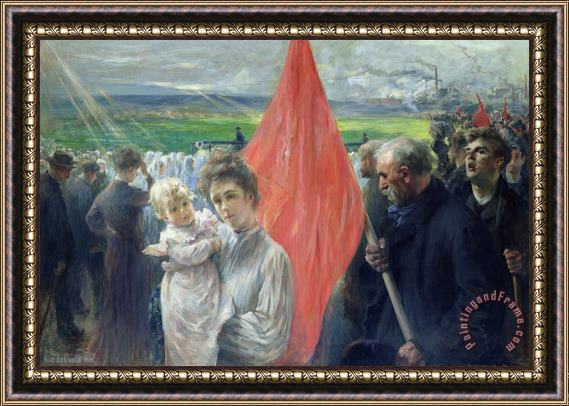 Paul Louis Delance A Strike at Saint Ouen Framed Painting