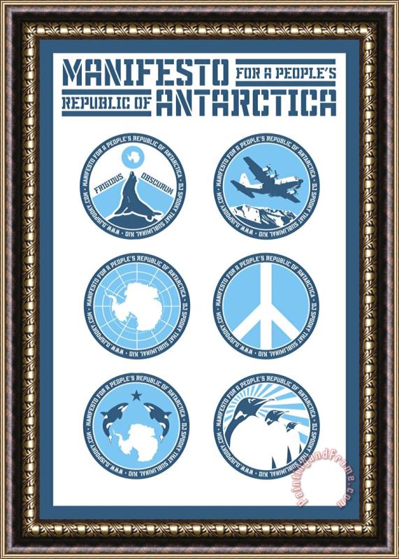 Paul Miller Manifesto for a People's Republic of Antarctica Stickers Framed Painting
