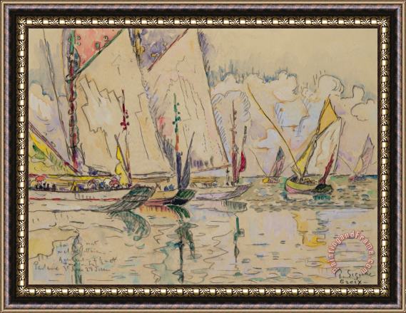 Paul Signac Departure of tuna boats at Groix Framed Painting