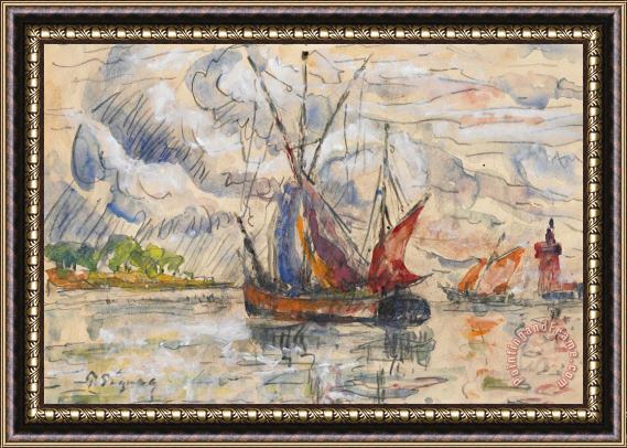 Paul Signac Fishing Boats In La Rochelle Framed Painting