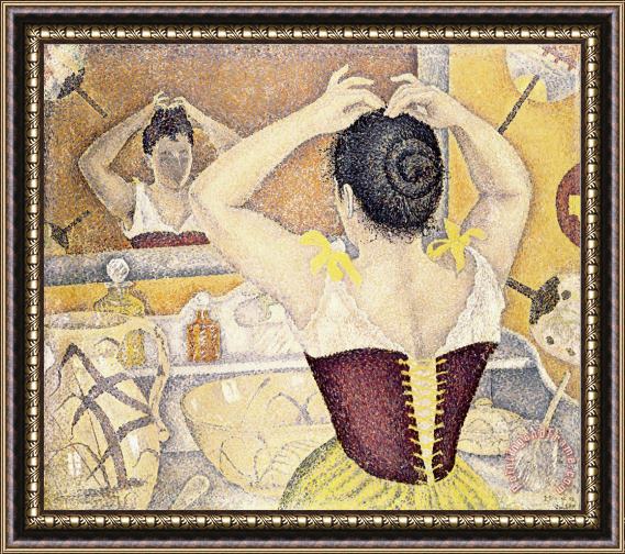 Paul Signac Woman at Her Toilette Wearing a Purple Corset Framed Print