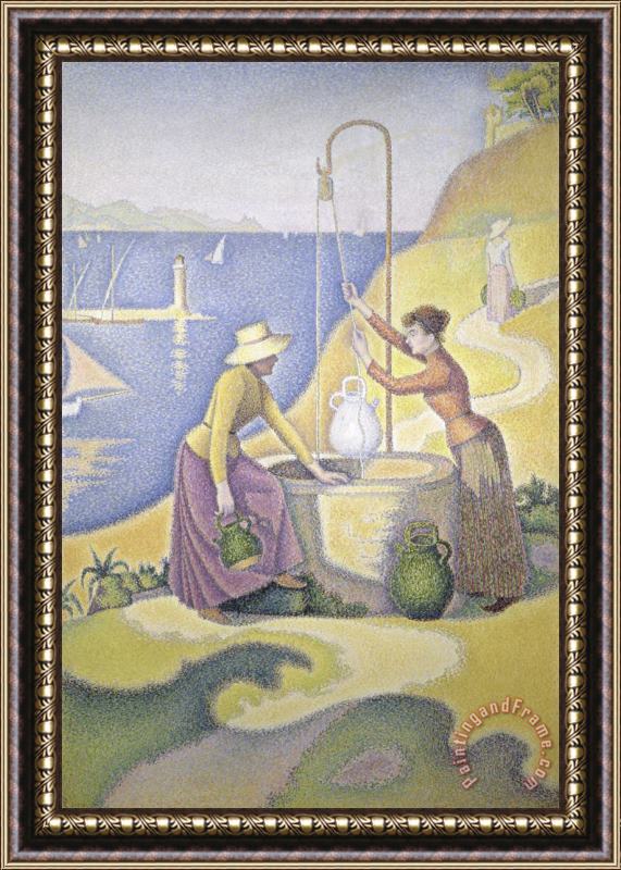 Paul Signac Young Women of Provence at The Well Framed Painting