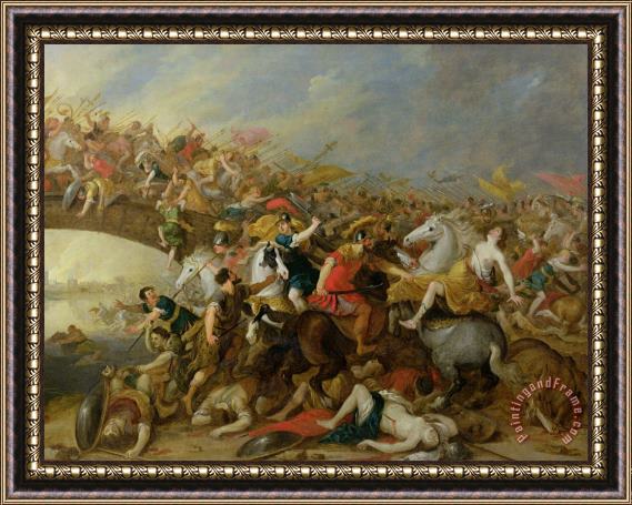Pauwel Casteels The Battle between the Amazons and the Greeks Framed Painting