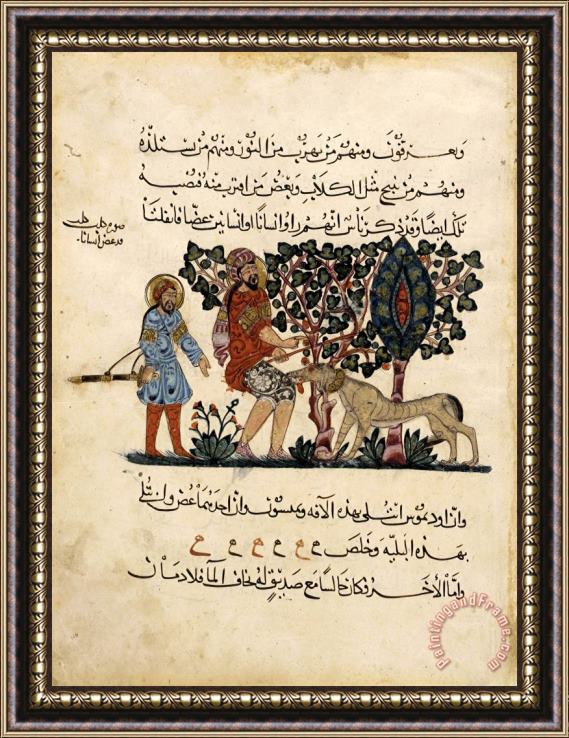 Pedanius Dioscorides Folio From an Arabic Translation of The Materia Medica by Dioscorides Framed Painting