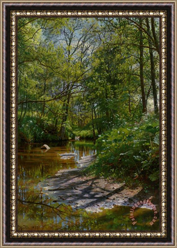 Peder Mork Monsted A River Landscape Framed Painting