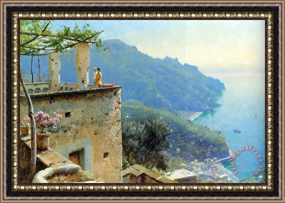 Peder Mork Monsted The Ravello Coastline Framed Painting