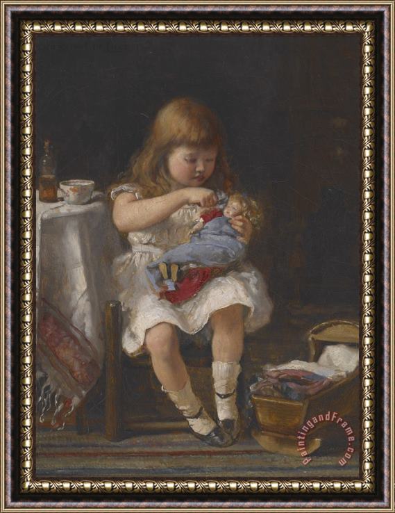 Percival de Luce An Anxious Mother Framed Painting