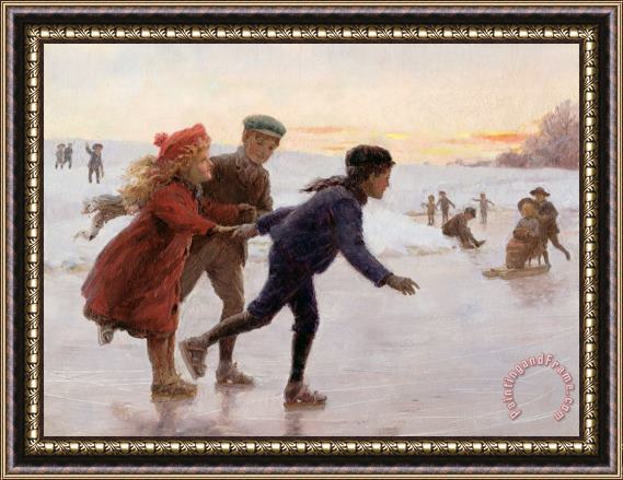 Percy Tarrant Children Skating Framed Painting