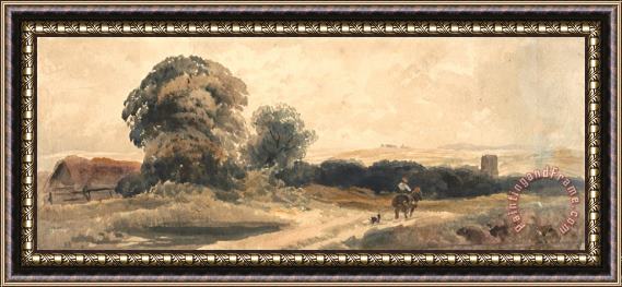 Peter de Wint A Country Road with Traveller on Horseback Framed Painting