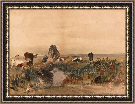 Peter de Wint Cattle by a Stream Framed Painting