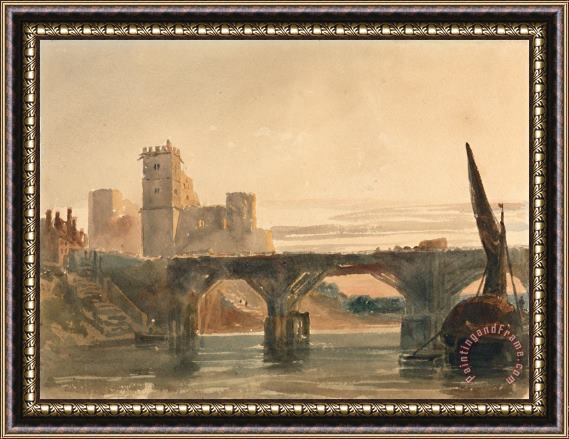 Peter de Wint Chepstow Castle From The Bridge Framed Painting