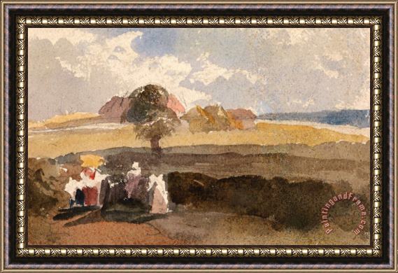 Peter de Wint Landscape Sketch with Figures in Foreground Framed Print
