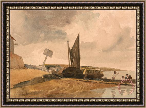 Peter de Wint Low Tide, Boat Landing Framed Print