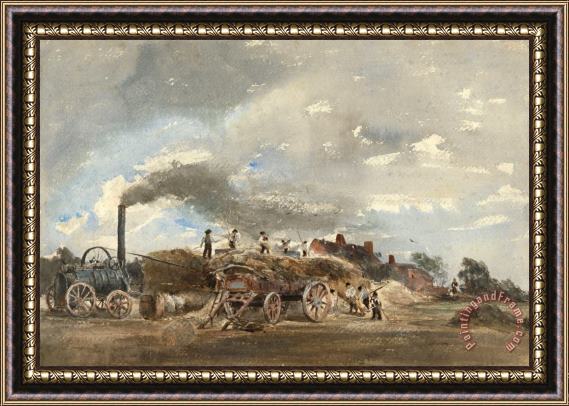 Peter de Wint Threshing Corn Framed Painting