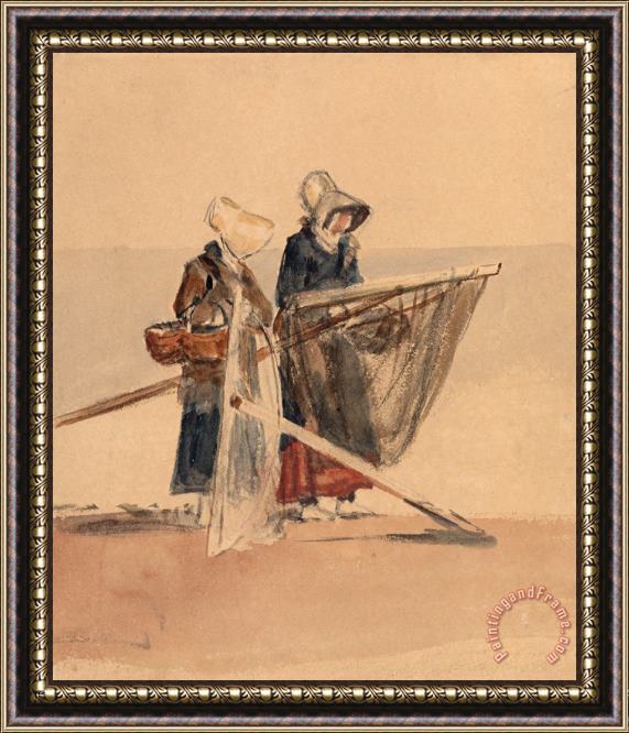 Peter de Wint Two Girls with Shrimping Nets Framed Painting