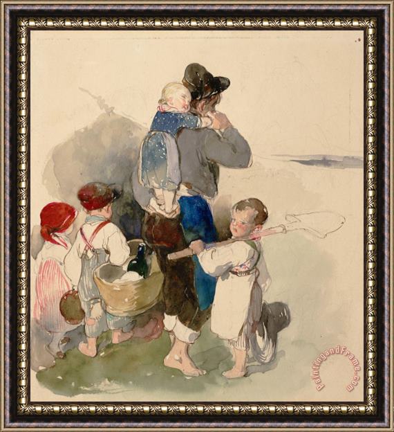 Peter Fendi  Children on Their Way to Work in The Fields, 1840 Framed Painting
